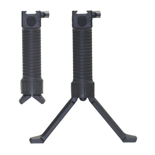 Il Grip Pod G.P.S. offre un'impugnatura verticale con bipod a rilascio rapido, migliorando il controllo e la stabilità per il tiro a lunga distanza.