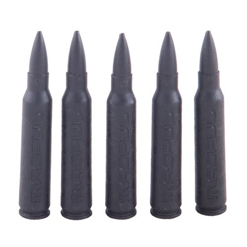 .223/5.56 DUMMY ROUNDS MAGPUL sono cartucce inerti che permettono di testare la funzionalità del fucile senza rischio di sparo accidentale e senza danneggiare il percussore.