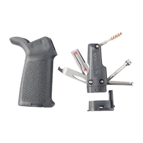 Il MOE Grip con Field Survival Tool offre un kit di attrezzi compatto per riparazioni rapide, con materiali resistenti e design ergonomico per il controllo dell'arma.