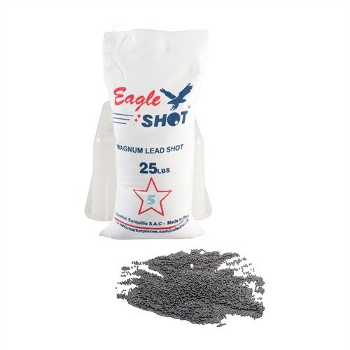 L'Eagle Magnum Lead Shot #5 offre una durezza superiore grazie al 4.5-5% di antimonio, garantendo una dimensione uniforme per schemi più stretti. Venduto in sacchi da 25 lb.