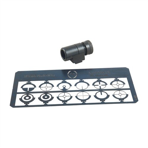 Il mirino tunnel in acciaio con 12 inserti intercambiabili offre un'ottima visibilità e si abbina perfettamente ai mirini posteriori Creedmoor.