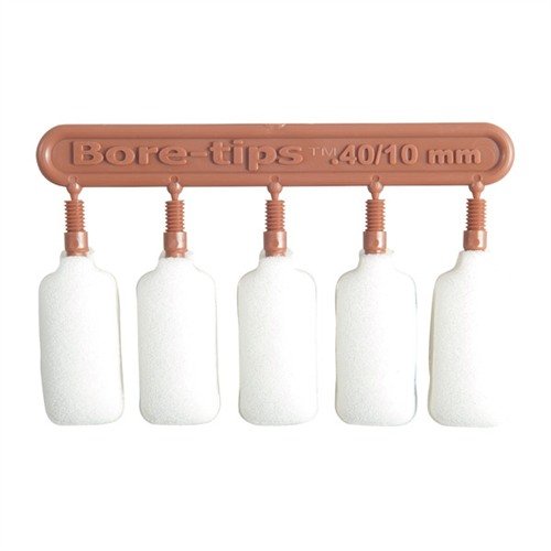 I Bore Tips SWAB-ITS sono riutilizzabili fino a cinque volte, si adattano perfettamente ai calibri .40 e 10mm, assorbono solventi per una pulizia uniforme.