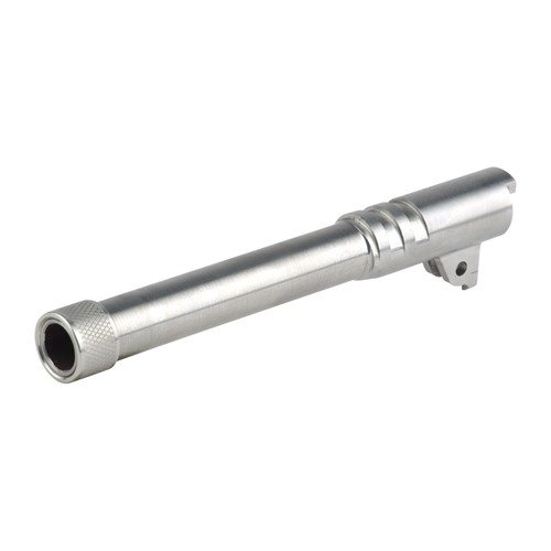 I barili filettati Match Grade 1911 in acciaio inox 416 offrono precisione e durata, compatibili con .45 ACP e con passo filettato di .578x28.