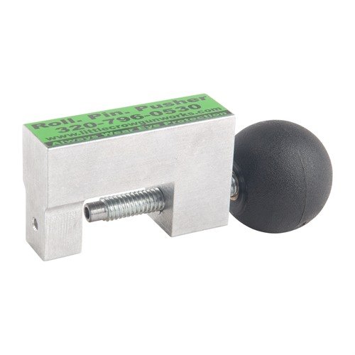 Strumento compatto che facilita l'installazione del roll pin del trigger guard, prevenendo danni al tab e al ricevitore, con supporto completo e pin di allineamento.