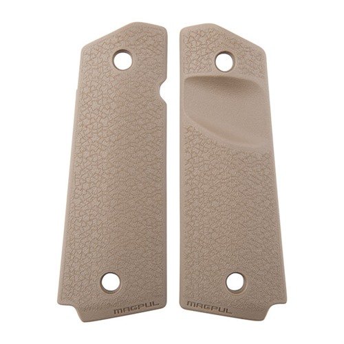 Le MOE 1911 Grip Panels di Magpul offrono una costruzione in polimero rinforzato, texture antiscivolo e taglio per rilascio del caricatore, compatibili con sicurezze ambidestre.