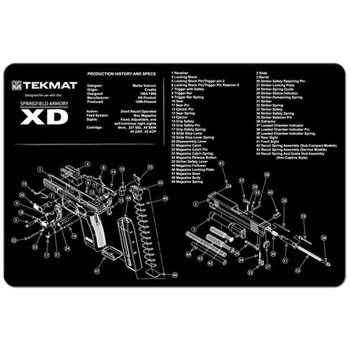 Il TekMat Pistol Gun Cleaning Mat è un tappetino resistente e flessibile che protegge la finitura della tua arma, con diagramma esploso e fondo in neoprene antiscivolo.