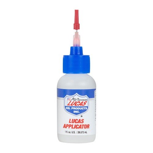Il flacone applicatore Lucas Oil offre un applicatore a ago per applicazioni precise, ideale per lubrificanti e solventi in spazi ristretti, con chiusura ermetica.