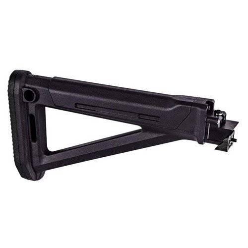 Il Magpul MOE AK Stock è un calcio fisso ottimizzato per fucili AK, con alloggiamento interno, supporto QD per slinga e pad in gomma per un posizionamento sicuro.