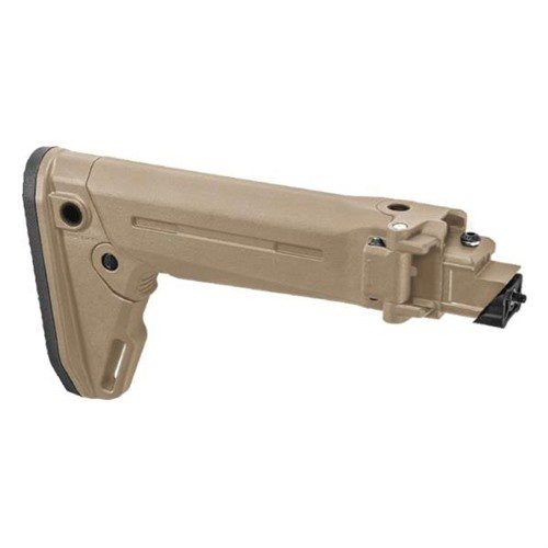 Il Magpul Zhukov-S Stock è un calcio pieghevole e telescopico per AK, con supporti QD, riser modulari e un pad in gomma per una trazione superiore.