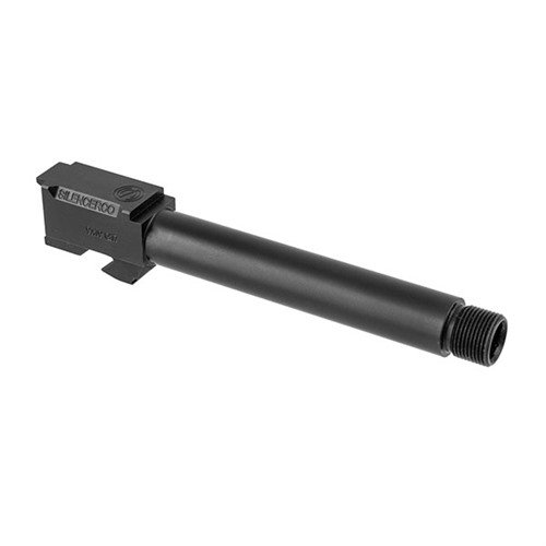 I barili filettati Silencerco per Glock® sono realizzati in acciaio inossidabile 416R, disponibili in finitura nera o naturale, compatibili con Gen 3 e Gen 4.