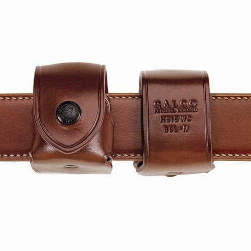 Il BELT SPEED LOADER CARRIER GALCO in pelle premium trasporta un caricatore per revolver, si fissa con un bottone e si adatta a cinture fino a 1 3/4