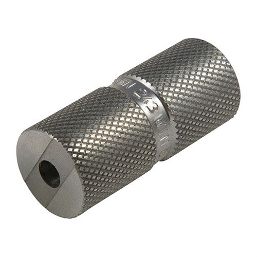 Il gauge Lyman per la lunghezza/collaudo headspace .243 Win garantisce sicurezza e precisione, ispezionando i casi dopo il resizing per mantenere le dimensioni corrette.