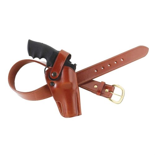 L'holster Dual Action Outdoorsman è ideale per il trasporto in campo, con cinturino di ritenzione, pelle premium e possibilità di indossarlo forte o incrociato.