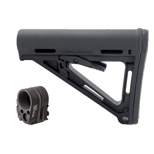 L'adattatore Law Tactical Gen 3-M e il calcio Magpul® AR-15 MOE® offrono un profilo compatto, stabilità nel tiro e facilità di trasporto per il tuo AR.