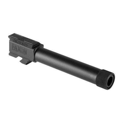 Il barile filettato Faxon per Glock® 19 offre una precisione superiore, compatibilità universale, finitura resistente e supporto per compensatori e silenziatori.