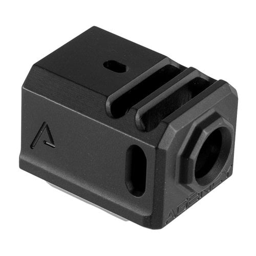 Aggiungi controllo e velocità ai tuoi Glock Gen 3 e 4 con il compensatore Agency Arms 417, realizzato in alluminio 7075 e compatibile con tutte le mire Glock.