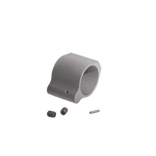 Il Gas Block Low Profile AR-15 Luth-AR in acciaio nero è disponibile in diametri .750 e .936, ideale per sostituire i gas block standard degli AR-15.