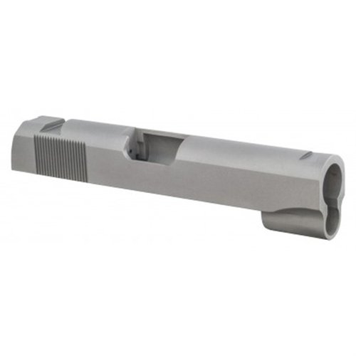 Slide 1911 Commander FUSION, lavorato CNC in acciaio 4140, compatibile con calibri 45 ACP. Finitura opaca, tagli per mirini dovetail e serrature posteriori GI.