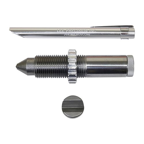 Il Kit di Test della Durezza del Piombo LEE Precision consente di determinare facilmente il numero Brinnell di una lega in 6 semplici passaggi, incluso un microscopio tascabile.