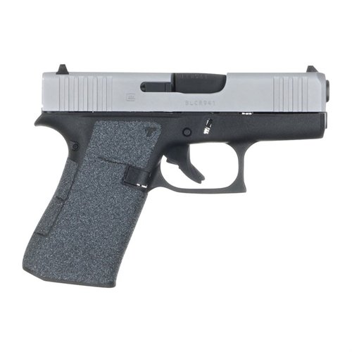 Il grip TALON per Glock 43X/48 offre copertura totale su pannelli laterali, retro e sotto il grilletto, migliorando la presa e il controllo durante il tiro.