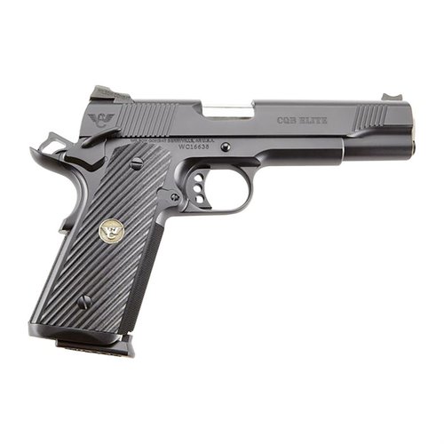 Il CQB 1911 Elite offre un telaio in acciaio, sicurezza Bullet Proof®, mirino Battlesight con fibra ottica e una capacità di 8 colpi, ideale per professionisti.