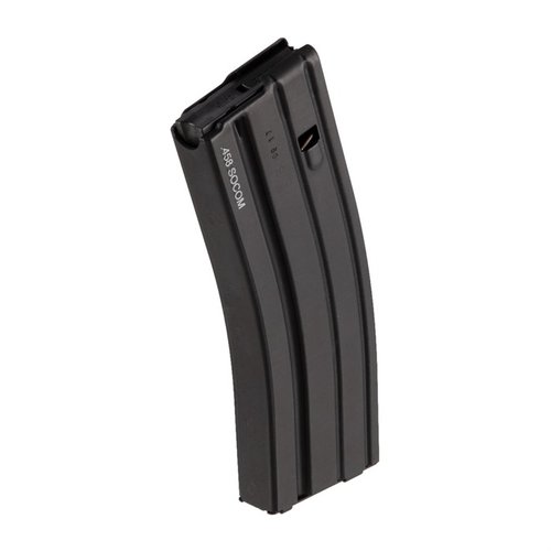 .458 SOCOM MAGAZINES di D&H Industries, in alluminio con finitura nera, offrono affidabilità e capacità di 10 colpi per il tuo fucile AR-15.