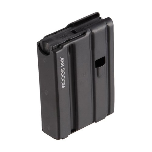 .458 SOCOM MAGAZINE D&H Industries in alluminio con finitura nera, disponibili in versioni da 10 o 4 colpi, ideali per fucili AR-15.
