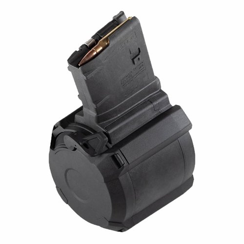 Il Magpul PMAG D-50 LR/SR GEN M3 è un caricatore a tamburo da 50 colpi, leggero e resistente, progettato per fucili SR25/M110, con capacità di carico e affidabilità eccezionali.