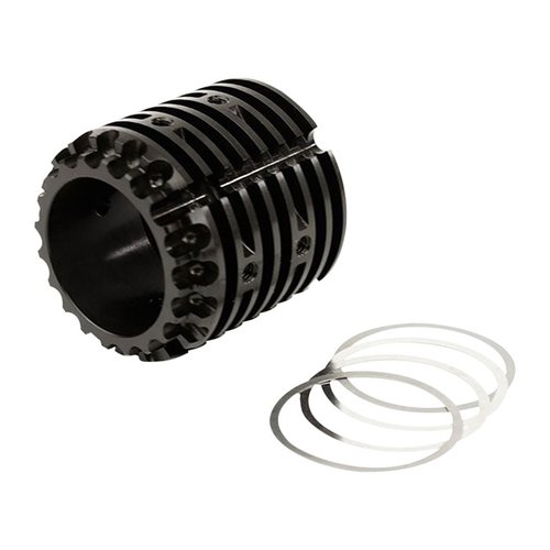 Il M5E1 Handguard Barrel Nut permette di collegare i handguard Aero Precision M5 a ricevitori superiori con filettatura DPMS, includendo 5 shims per un'installazione precisa.