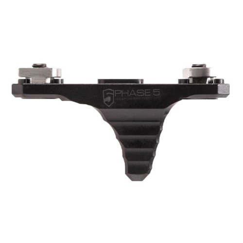 Il Mini Hand Stop Phase 5 è un accessorio leggero in alluminio 6061-T6, compatibile M-LOK, che migliora la presa e l'indicizzazione della mano di supporto.