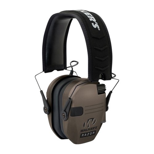 Le Walkers Razor Slim Electronic Muffs offrono un design compatto e pieghevole, compressione attivata dal suono e riduzione del rumore di 23 dB per un comfort ottimale.