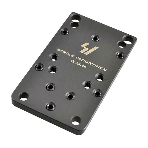 Il G.U.M. UNIVERSAL OPTIC MOUNT per Glock offre un montaggio stabile e basso senza modifiche alla slide, compatibile con i principali red dot come Trijicon RMR.