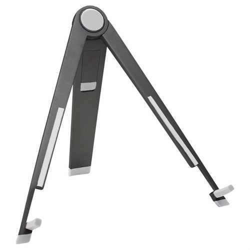 Il LONGSHOT Portable Tablet Stand è compatibile con iPad e tablet Android, offre due angoli di visualizzazione e si ripiega per una facile portabilità.