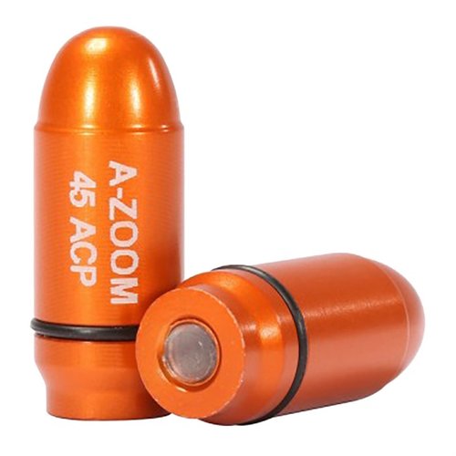 I dummy rounds A-ZOOM AMMO SNAP CAP 45 ACP permettono di esercitarsi nel caricamento, scaricamento e nel dry firing, migliorando le abilità di tiro e la maneggevolezza.