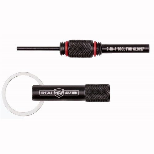Strumento 2-IN-1 per Glock: disassemblaggio completo per pulizia, cambio mirini e portachiavi, tutto in acciaio di alta precisione per la massima qualità.