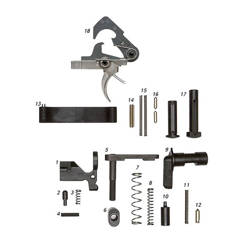 Kit completo di parti inferiori AR-15 con ACT Trigger, include tutti i componenti essenziali per un'installazione facile e sicura, disponibile con o senza impugnatura!