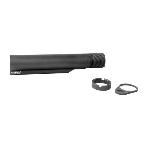 Il Geissele Premium Mil-Spec Buffer Tube in alluminio 7075-T6 è robusto, leggero (3.7oz) e offre 6 posizioni per il calcio, compatibile con AR-15.