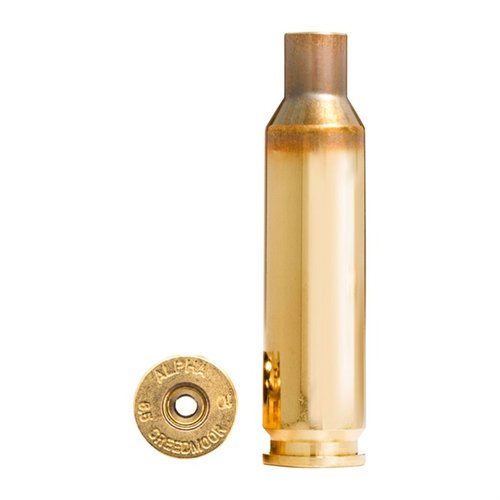 La cartuccia Alpha 6.5mm Creedmoor offre una vita prolungata della tasca del primer e della cartuccia, disponibile con Large o Small Rifle primer, in confezione da 100.