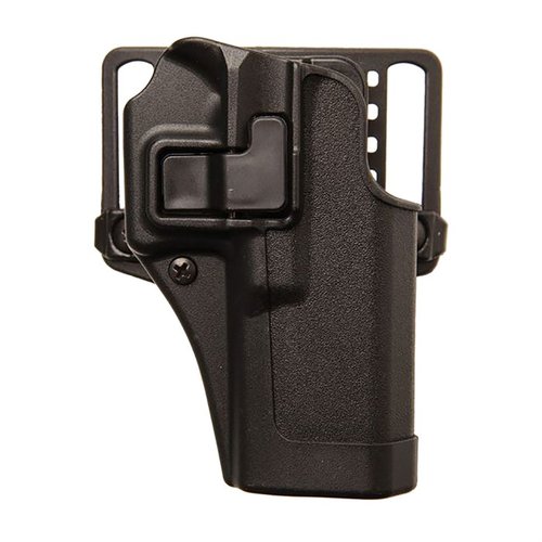 L'holster SERPA CQC Blackhawk offre sicurezza e rapido accesso per pistole Glock 48 e S&W M&P EZ, con ritenzione di livello 2 e design compatto.