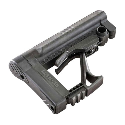 Luth-AR MBA-5 Buttstock è leggero, regolabile e compatibile con buffer tube Mil-Spec, abbinato al Chubby Grip per un'ergonomia ottimale e un controllo del grilletto migliorato.
