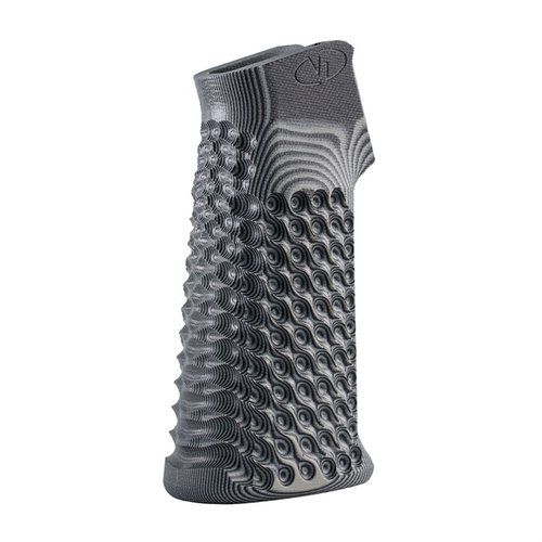 Le VZ Hydra Grips offrono una durata eccezionale grazie al G10, un'angolazione di 17° per comfort e una texture lavorata a macchina per una presa sicura.