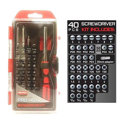 Scopri il set di cacciaviti PRO da 40 pezzi di Birchwood Casey, completo di punte Slotted, Philips, Pozidriv, Torx e Hex per ogni esigenza di lavoro.