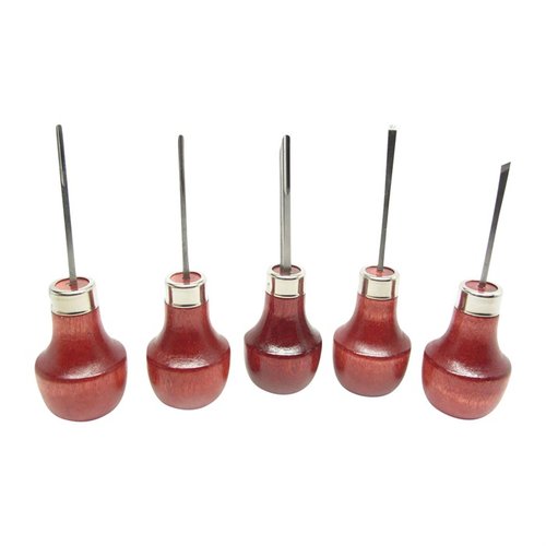 Set di strumenti di intaglio in legno U.J. Ramelson, 5 pezzi, manici in legno duro, acciaio di alta qualità, ideale per lavori dettagliati e progetti intricati.