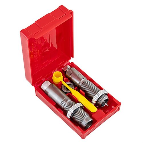 Set di die 2 in 1 per .35 Whelen, include Full Length Sizing Die, Bullet Seating Die, Universal Shell Holder, Powder Dipper e istruzioni. Realizzato in acciaio.
