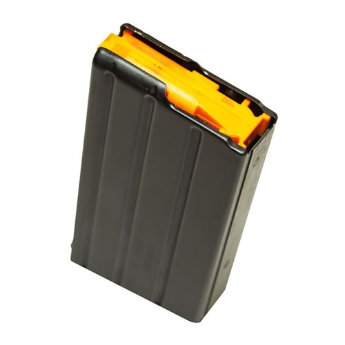 .350 Legend magazine CMMG per AR-15, in acciaio inox, finitura nera, con follower anti-tilt per un'alimentazione affidabile, disponibile in capacità da 5 o 10 colpi.