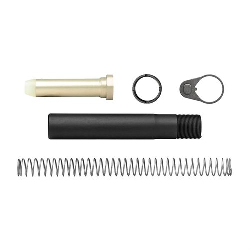 Il kit AR-15 Enhanced Pistol Buffer offre componenti mil-spec in alluminio 7075-T6, incluso tubo, buffer, molla e piastra di fine, tutto prodotto negli USA.