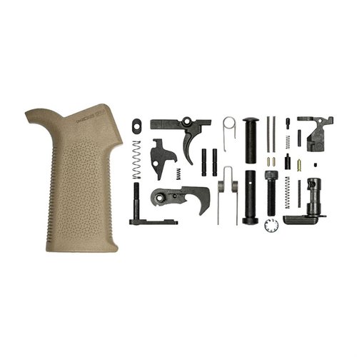 Il kit M4E1 Lower Parts con MOE SL Grip offre componenti versatili per assemblare un lower receiver Aero Precision, senza trigger guard, per un'ottima personalizzazione.