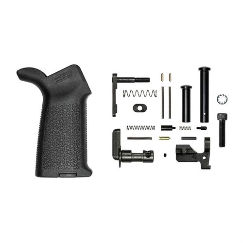 Il kit M5 Lower Parts di Aero Precision include componenti essenziali per assemblare un lower receiver AR-308, con grip Magpul MOE e senza gruppo di scatto.
