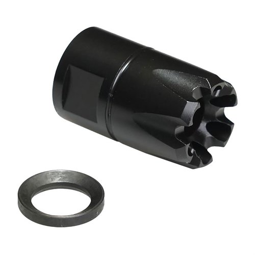 Il CMMG ZEROED 9mm Linear Comp offre un dispositivo di bocca compatto che riduce il rinculo e devia il blast in avanti, migliorando l'esperienza di tiro.