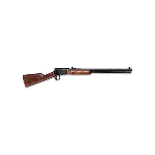 La Henry Pump Octagon, con canna ottagonale blu, è perfetta per il divertimento al poligono, disponibile in calibro .22LR o .22 Magnum, con capacità di 15 colpi.